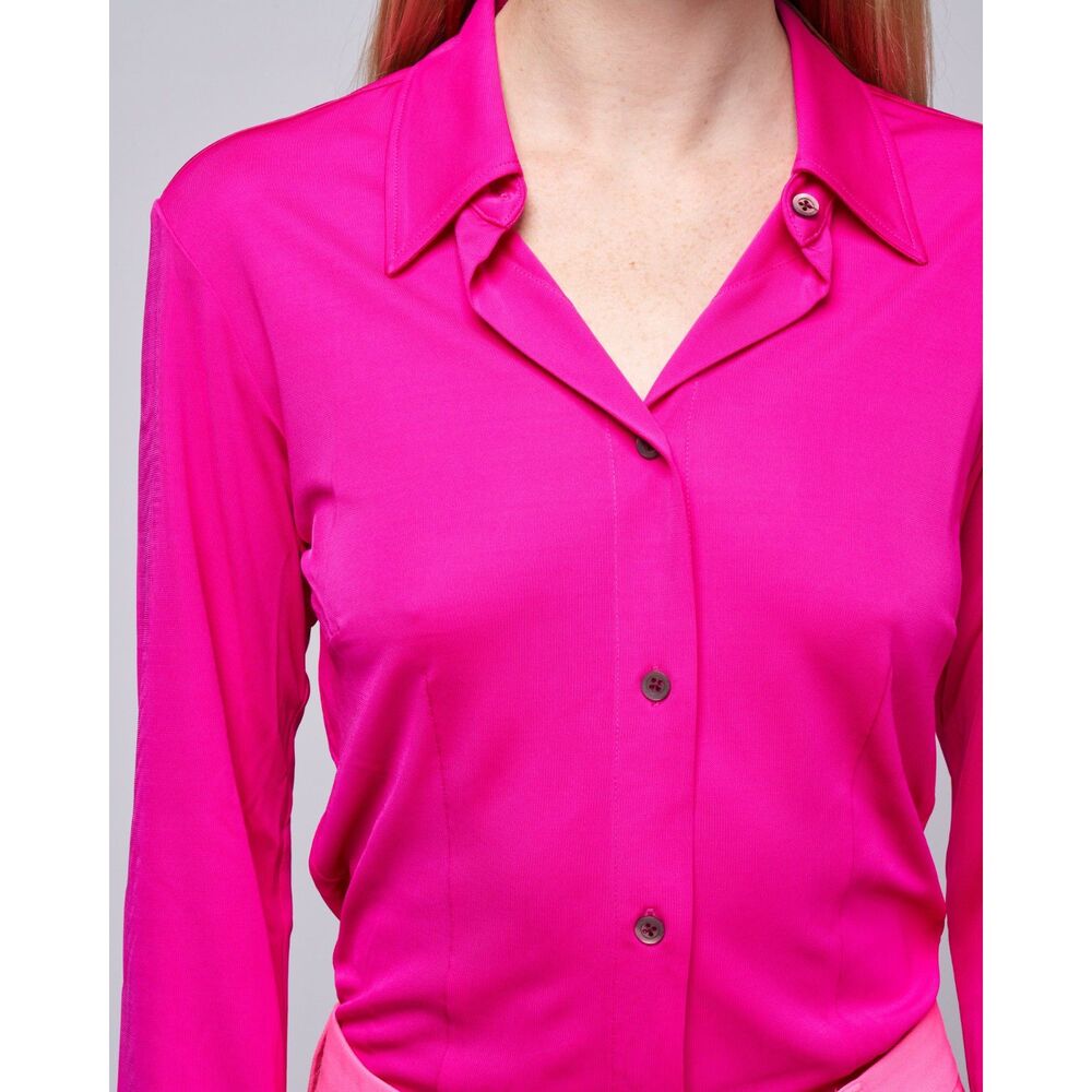 NWOT Dries Van Noten Huto Shirt Fuchsia Viscose Button Down Small